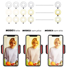 Load image into Gallery viewer, UBeesize Selfie Ring Light with Cell Phone Holder Stand for Live Stream/Makeup, LED Camera Lighting [3-Light Mode] [10-Level Brightness] with Flexible Arms Compatible with iPhone 8 7 6 Plus X Android
