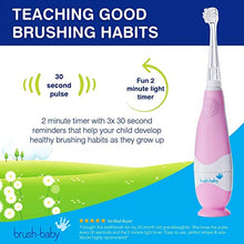 Load image into Gallery viewer, Brush Baby BabySonic Infant and Toddler Electric Toothbrush for Ages 0-3 Years - Smart LED Timer and Gentle Vibration Provide a Fun Brushing Experience - Includes 2 Sensitive Brush Heads - Pink

