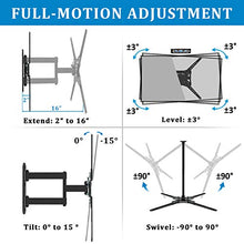 Load image into Gallery viewer, FOZIMOA Full Motion TV Wall Mount Bracket for 28-70 inch Flat Curved TVs, up to 110 lbs and VESA 600x400mm, with Tilt and Swivel Articulating Arms - Single Stud Install
