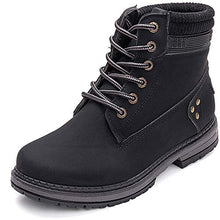 Load image into Gallery viewer, Athlefit Women's Work Waterproof Hiking Combat Boots Lace up Low Heel Booties Ankle Boots size 6 Black
