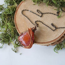 Load image into Gallery viewer, Designs by Nature Gems Handmade Men’s Fire Red Agate Necklace 24 Inch Chain Antique Bronze, January &amp; September Birthstone
