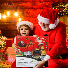 Load image into Gallery viewer, Hot Bee Christmas Toy Train Set, Electric Steam Train Toy w/ Smoke, Lights &amp; Sounds Railway Tracks Kits for Under The Tree Gifts for 3 4 5 6 7 8+ Year Old Boys &amp; Kids
