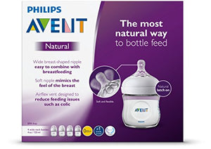 Philips Avent Natural Baby Bottle, Clear, 4oz, 4pk, SCF010/47