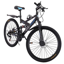 Load image into Gallery viewer, Lroplie R2 Commuter Aluminum Road Bike 21 Speed Bicycle Full Suspension MTB, 26in Carbon Steel Mountain Bike (Black （26 in 21 Speed）)
