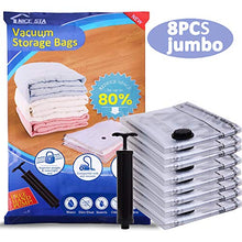 Load image into Gallery viewer, 8 Jumbo Clothing Storage Bags Vacuum (40"x30") Space Sealer Bags Saver for Comforters Clothes Blankets Travel &amp; Home 80% More Space Saver Hand Pump Included
