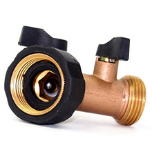 Load image into Gallery viewer, 2wayz Brass 2 Way Hose Splitter. Super Heavy Duty Connector Will Keep You Dry as a Bone &amp; Get The Job Done! Rubber Shut Off Valves Included, Fits ¾” Hoses. A Metal Tap Diverter That Will Never Leak!
