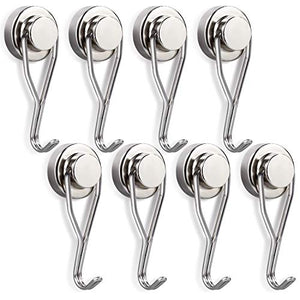 Swivel Swing Magnetic Hook New Upgraded, 40LB（8pack） Refrigerator Magnetic Hooks ,Strong Neodymium Magnet Hook, Perfect for Refrigerator and Other Magnetic Surfaces,62mm(2.44In) in Length