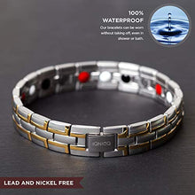 Load image into Gallery viewer, IONICO Stylish Magnetic Therapy Bracelet for Men and Women Health Improvement | Reliefs Arthritis, Carpal Tunnel, Migraine, Headache Pain, Blood Pressure | Strong Energy Healing Power (Silver-Gold)
