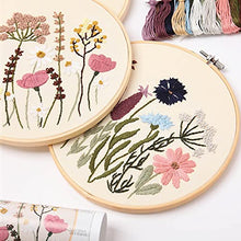 Load image into Gallery viewer, Embroidery Kit for Beginners 4 Sets, Hand DIY Cross Stitch Kits,4 pcs Bamboo Embroidery Hoop,4 pcs Plants Flowers Embroidery Patterns and Threads,Easy for The Embroidery Beginners to Learn…
