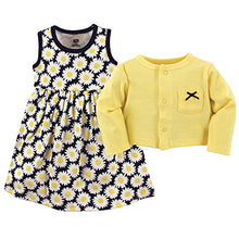 Load image into Gallery viewer, Hudson Baby Girls&#39; Cotton Dress and Cardigan Set, Daisy, 18-24 Months
