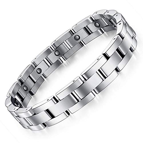 Load image into Gallery viewer, Feraco Magnetic Bracelets for Men Arthritis Pain Relief Sleek Titanium Stainless Steel Magnetic Therapy Bracelet with Removal Tool