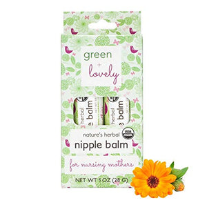 Nature's Herbal Nipple Balm, Calming Nursing Ointment, Breastfeeding Cream, Certified Organic. Easy Application, 2 x 0.5 oz Sticks. Silky & Calendula Infused.