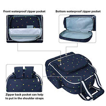 Load image into Gallery viewer, QIMIAOBABY Diaper Bag Smart Organizer Waterproof Travel Diaper Backpack Handbag with Changing Pad (Blue Flowers)
