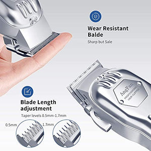 Hair Clippers for Men Full Metal Cordless Close Cutting T-Blade Trimmer Kit with LED Display Professional Hair Cutting Kit Beard Trimmer Barbers Men Women Kids Clipper Set Rechargeable Grooming Kit