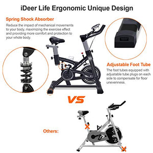IDEER LIFE Indoor Cycling Bike Stationary Exercise Bike for Home Cardio Workout Smooth Belt Drive with Hand Pulse Sensor/LCD Display/Tablet Mount/Comfortable Seat Cushion(Black09060)