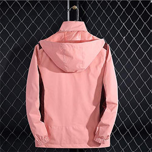 TZNZBGY Casual Windbreaker Waterproof Jacket Hoodie Hat Detachable Winter Jacket Women Hiking Outdoor Sport Coat Rain Jacket Wine 4XL