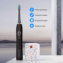 Load image into Gallery viewer, SARMOCARE Sonic Electric Toothbrush with Toothbrush Holder,Ultra-Sonic Power Whitening Toothbrush with 3 Modes, USB Fast Charging and Smart Timer,2 Brush Heads with Travle Case Black
