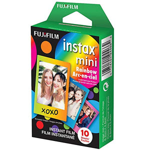 Fujifilm Instax Mini 11 Instant Camera + Fujifilm Instax Mini Twin Pack Instant Film (16437396) + Single Pack Rainbow Film + Case + Travel Stickers (Sky Blue)