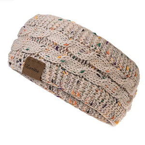 Loritta Womens Ear Warmers Headbands Winter Warm Fuzzy Cable Knit Head Wrap Fleece Lined Gifts,Beige