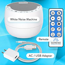 Load image into Gallery viewer, Serene Evolution White Noise Machine for Sleeping Adult or Baby with 70 Sounds | White Noise Machine for Office Privacy &amp; Noise Cancelling | Sleep Sound Machine for Adults | Fan, Ocean, Rain Sounds

