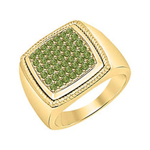 Load image into Gallery viewer, tusakha 14k Yellow Gold Plated 0.75 CT Green Tourmaline Accent Wedding Band Ring for Men's.
