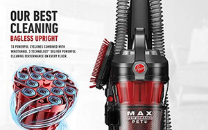 Hoover UH72625 WindTunnel 3 Max Performance Upright Vacuum Cleaner, HEPA Media Filtration and Powerful Suction for Pet Hair, Red