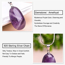Load image into Gallery viewer, iSTONE 925 Sterling Silver Purple Amethyst Ladies Pendant Necklace, Gemstone Birthstone with 18&quot; Silver Chain
