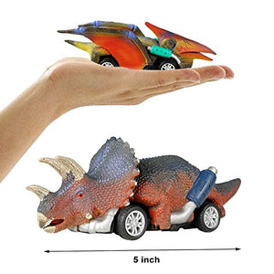 DINOBROS Dinosaur Toy Pull Back Cars, 6 Pack Dino Toys for 3 Year Old Boys and Toddlers, Boy Toys Age 3,4,5 and Up, Pull Back Toy Cars, Dinosaur Games with T-Rex