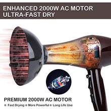 Load image into Gallery viewer, 2000 Watt Hair Dryers, Xpoliman Professional Salon Hair Dryer with AC Motor, Negative Ionic Blow Dryer with Diffuser Concentrator Comb, 2 Speed 3 Heat Settings,Low Noise Long Life Style-Brown/Purple

