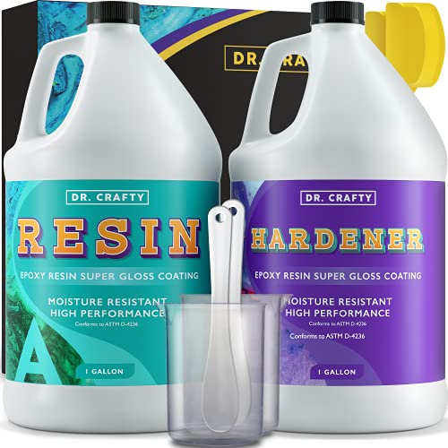 DR CRAFTY Clear Epoxy Resin - Deep Pour Epoxy Casting Resin Kit - Clear Epoxy Resin for Resin Molds, Table Top, Art Resin, Craft, Jewelry Casting, DIY, Tumblers & Wood - 2 Gallon, 2 Part Resin Kit