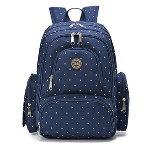 Qimiaobaby Multi-function Baby Diaper Bag Backpack with Changing Pad and Portable Insulated Pocket (Blue dots)