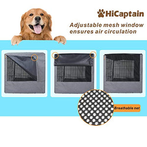 HiCaptain Folding Metal Dog Crate Cover for 36 Inch Wire Pet Cage(Two-Tone Gray)