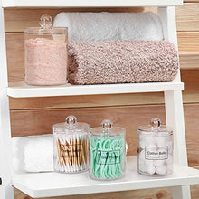 Load image into Gallery viewer, AOZITA 10 OZ Qtip Holder Dispenser for Cotton Ball, Cotton Swab, Cotton Round Pads, Floss - 4 Pcs &amp; 3 Set Pre-Installed Floating Shelves, Wall Mounted Storage Wood Shelf with Towel Rack, Brown
