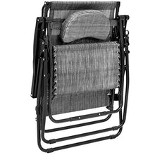 Load image into Gallery viewer, Best Choice Products Oversized Steel Mesh Zero Gravity Reclining Lounge Patio Chair w/Folding Canopy Shade and Cup Holder, Gray
