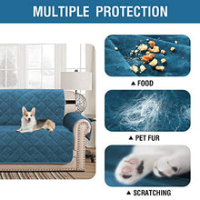 Load image into Gallery viewer, H.VERSAILTEX Sofa Cover Quilted Thick Velvet Plush Couch Cover for 3 Cushion Sofa Slipcover Protector from Pets Dogs, Non-Slip Two Elastic Straps on Back and Base (Sofa 70&quot;, Peacock Blue)
