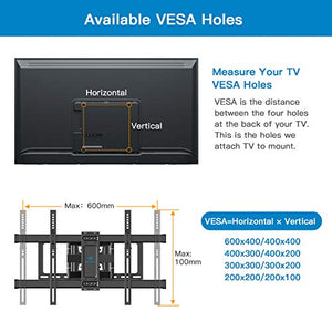 PERLESMITH TV Wall Mount Bracket Full Motion Dual Articulating Arm for Most 37-70 Inch LED, LCD, OLED, Flat Curved TVs up to 132lbs VESA 600×400 with Tilt, Swivel and Rotation - PSLFK1