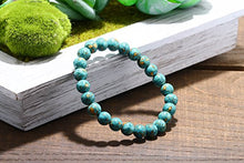 Load image into Gallery viewer, Gem Stone King Stunning Round 8MM Blue Green Simulated Turquoise Round Stretchy Bracelet
