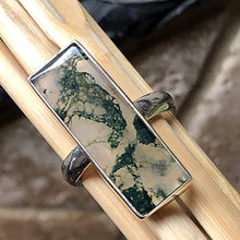Load image into Gallery viewer, Natural Green Moss Agate 925 Solid Sterling Silver Ring Size 9
