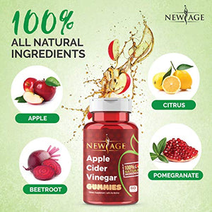 (2-Pack) Apple Cider Vinegar Gummies by New Age - Amazing Taste with Raw, Organic, Unfiltered Mother ACV, B9, B12, Beetroot, Pomegranate. Vegan & Non-GMO Gummy. Made in USA.