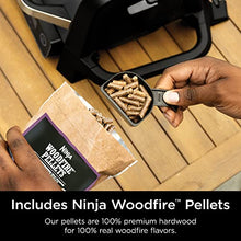 Load image into Gallery viewer, Ninja OG751 Woodfire Pro Outdoor Grill &amp; Smoker with Built-In Thermometer, 7-in-1 Master Grill, BBQ Smoker, Air Fryer, Bake, Roast, Dehydrate, Broil, Ninja Woodfire Pellets, Portable, Electric, Grey
