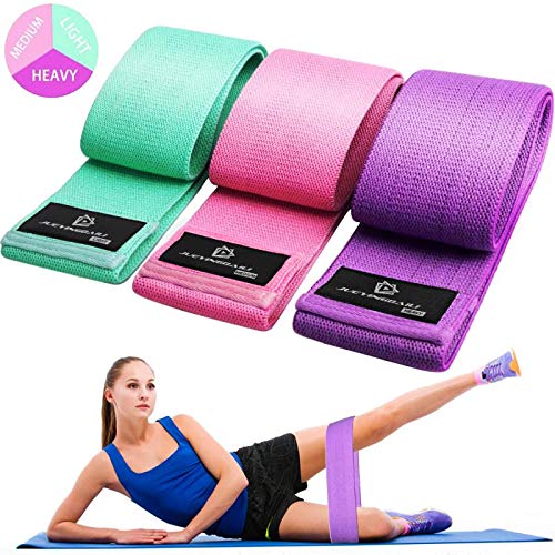 Exercise Resistance Bands for Legs and Butt, Anti-Slip & Roll Workout Booty Bands for Women Squat Glute Hip Training, 3 Levels Sports Fitness Band -JUEYINGBAILI