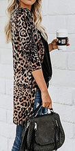 Load image into Gallery viewer, Shirt Cardigan for Women Printed Cardigan Leopard Coat Long Sleeve Open Front Cardigan Top w Pockets Brown

