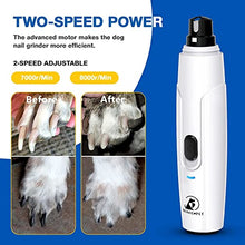 Load image into Gallery viewer, Bonve Pet Dog Nail Grinder, Upgraded Cat Dog Nail Trimmers Super Quiet Dog Nail Clipper with 2 Grinding Wheels, USB Rechargeable Pet Nail Clippers for Small Large Cats Dogs Breed Nails
