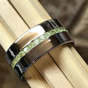 Genuine 2ct Green Peridot 925 Solid Sterling Silver Men's Ring Size 7, 8