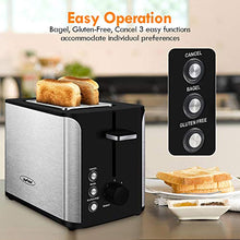 Load image into Gallery viewer, Toaster 2 Slice, Stainless Steel Bread Toaster, Extra Wide Slot Toaster with Bagel Gluten-Free Cancel Function 6-Shade Setting, Black
