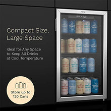 Load image into Gallery viewer, hOmeLabs Beverage Refrigerator and Cooler - 120 Can Mini Fridge with Glass Door for Soda Beer or Wine - Small Drink Dispenser Machine for Office or Bar with Adjustable Removable Shelves
