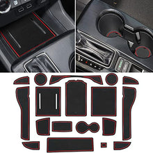 Load image into Gallery viewer, OMIMO Cup Holder Insert Fit for Honda Civic Accessories 2022+ 11th Gen Sedan Center Console Mat, Door Pocket Liners, Custom Interior Non-Slip Anti-Dust Pad, Rubber Mat (18 Pcs, Red Trim)
