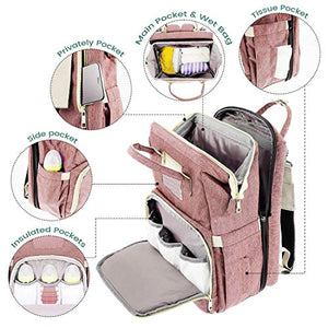 Baby Diaper Backpack, Insulated Bottle Warmer Newborn Registry for Baby Shower Gifts, Christmas Bags for Girls Boys, Multifunction Travel Stuff Maternity New Mom Gifts for Women (Pink Box)