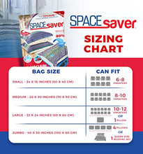 Load image into Gallery viewer, Spacesaver Premium Vacuum Storage Bags. 80% More Storage! Hand-Pump for Travel! Double-Zip Seal and Triple Seal Turbo-Valve for Max Space Saving! (Mix 4 Pack (2 x Large, 2 x Jumbo))
