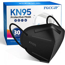 Load image into Gallery viewer, FGCCJP KN95 Face Mask 30pcs Disposable Face Masks Individual Packed Safety 5 Layers Breathable Cup Dust Masks Filtration>95% for Adults Men Women(Black)

